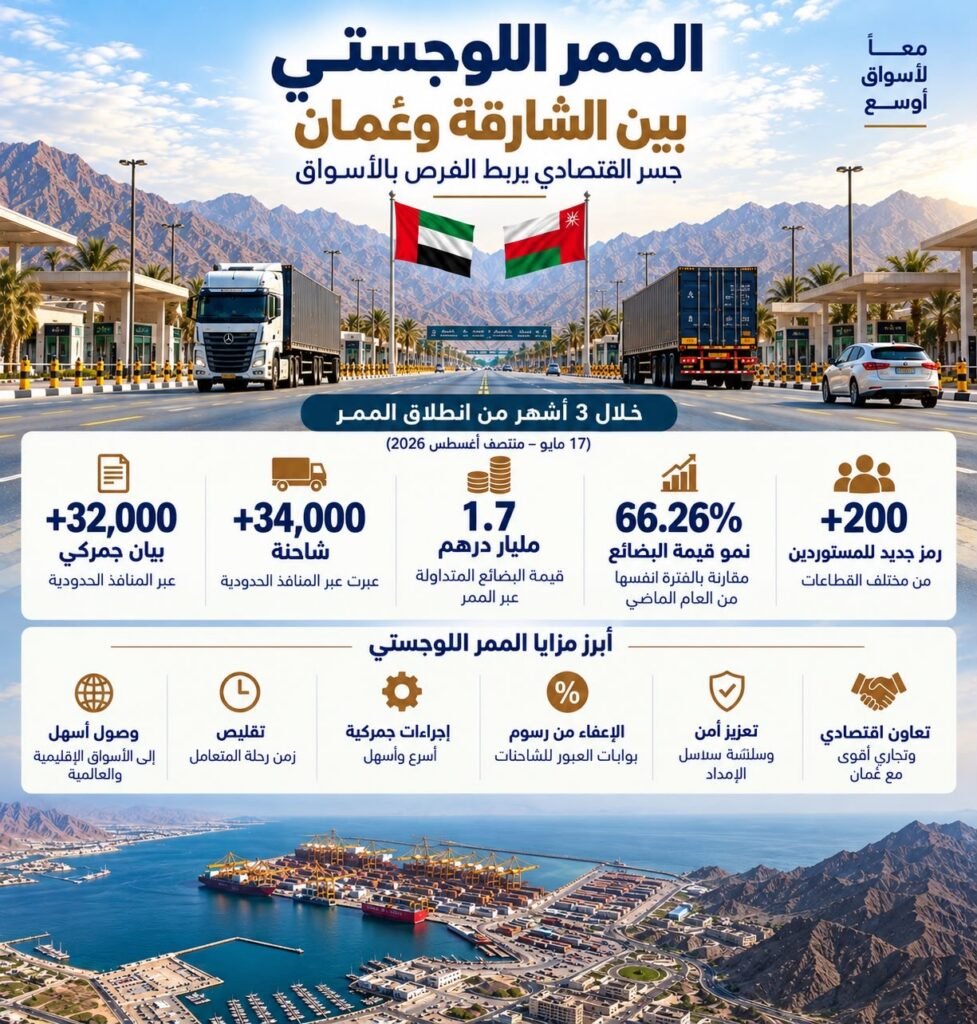 Sharjah–Oman logistics corridor records 66.26% rise in cargo value in first three months